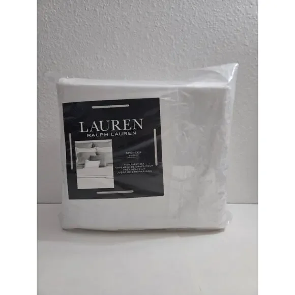 Lauren Ralph Lauren Spencer 300 Thread Count Sateen Border 4 Pc. Sheet Set, King - Picture 2 of 5